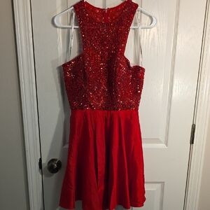 Sherri Hill Red Sparkle Dress